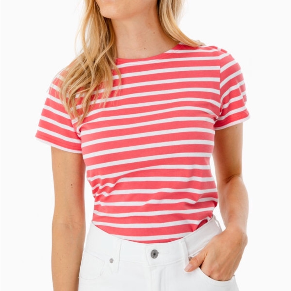 NEW• Saint James • Pink & White Striped Tee • T42